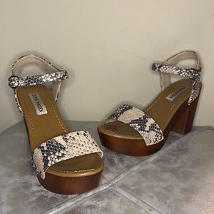 Steve Madden Python Faux leather stacked sandals.